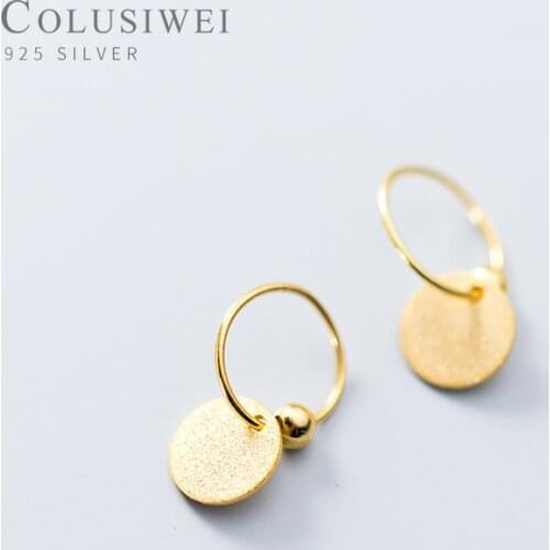 Colusiwei Hot Sale Simple Genuine 925 Sterling Silver Round Circle Drop Earrings for Women Fashion Sterling Silver Jewelry Gift