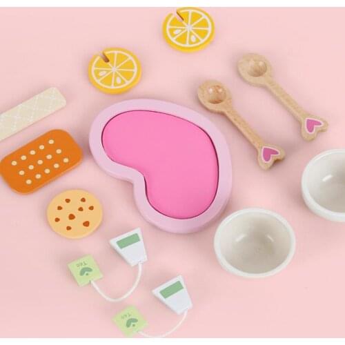 12-piece Wooden Tea Set Pretend Play Toy Educational Game For Kids Children - Soild Beech Saucer Cup Salver Teapot Coffee Set