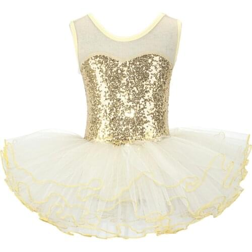 Nice Girls Ballerina Fairy Prom Party Costume Kids Sequined Flower Dress Dancewear Gymnastic Leotard Ballet Tutu Dress
