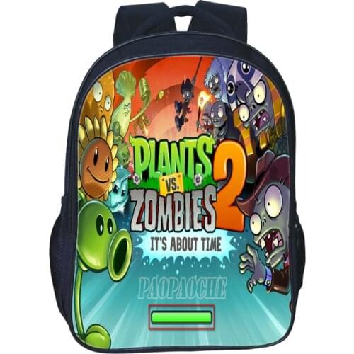 16 Inch Kids Backpack Plants VS Zombie Children School Bags For Boys Orthopedic Child Boy BookBag Knapsack Mochila