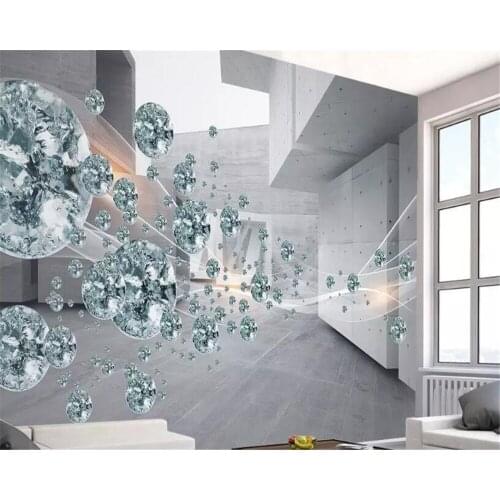 Beibehang Mural wallpaper Custom crystal ball abstract space building brick wallpaper tv background wallpaper for kids room