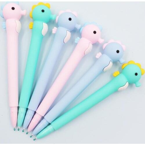 24 pcs/lot Kawaii Hippocampus Gel Pen Cute 0.5mm black Ink Signature Pens Promotional Gift Office School Supplies