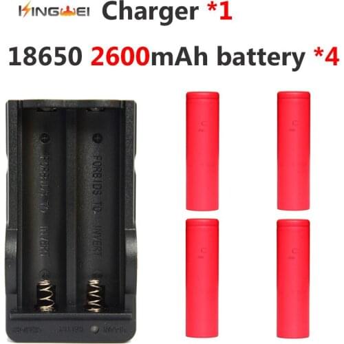 KingWei 4pcs/lot New 18650 2600mah 3.7v 18650 Battery for Sanyo +1* Charger For Rechargeable Battery Torch Flashlight