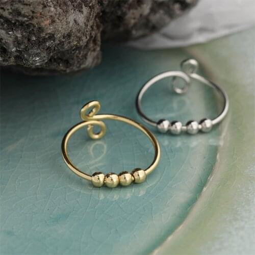 IF ME Tik Tok Trendy Adjustable Anti Stress Spiral Beads Rotate Opening Rings for Women Creative Index Finger Ring Jewelry Gift
