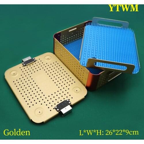 Nasal surgery tool sterilization box small golden aluminum alloy double-layer placement nasal surgery tool instrument box
