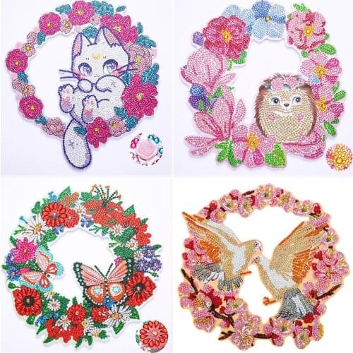 Yujohom Paint With Painting Sunflower Wreath DIY Diamond Embroidery Butterfly Rhinestone Kit Christmas Decor Creative Gift