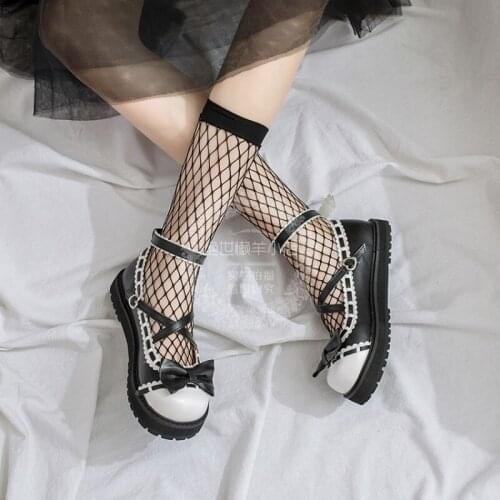 Lovelive Shoes Lolita Shoes Jk Uniform Shoes Pu Leather Heart-shaped Lac Lolita Sweet Gothic Loli Cute Girls Uniform Shoes