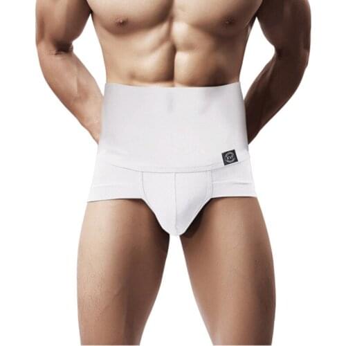 Mens High Waist Body Shaper Underwear Slimming Briefs abs Shaping Panties Fitness Sports Fit Triangle Shorts Elastic Cotton