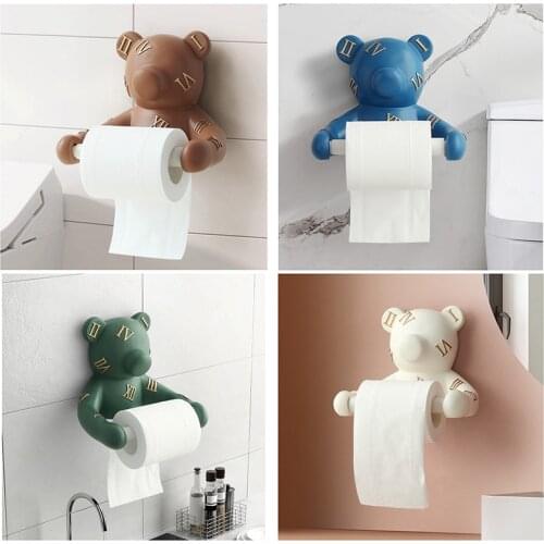 Bear Wall Mounted Tissue Box Holder Decor Animal Head Status Tissue Paper Roll Toilet Tissue Holder