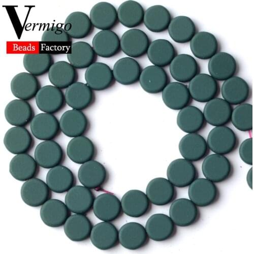 Natural Round Pie Dark Green Nanotech Rubber Hematite Beads For Jewelry Making 8mm Spacer Beads Diy Bracelets Accessories 15"
