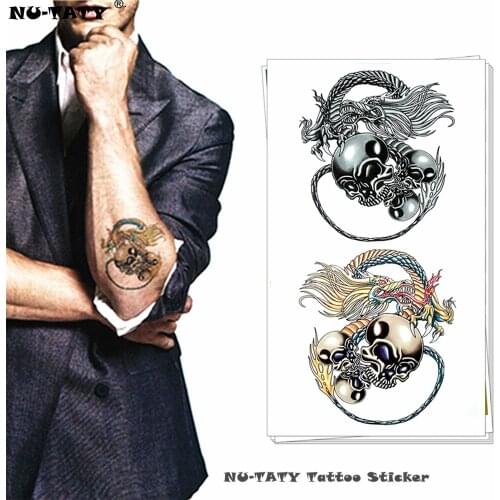 Nu-TATY The Wizard Dragon Temporary Tattoo Body Art Arm Flash Tattoo Stickers 17*10cm Waterproof Fake Henna Painless Tattoo