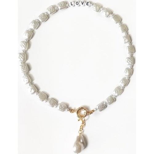 Fashion Simple Design Imitation Pearl Necklace Baroque Style Pearl Pendant Accessories Gifts For Girls Customizable Name Jewelry