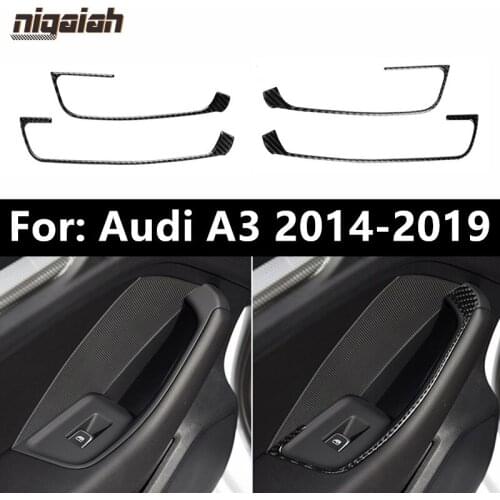 Carbon Fiber Windows Control Panel Cover for Audi A3 8V 2014-2019 Interior Door Window Lift Panel Button Frame Trim Stickers