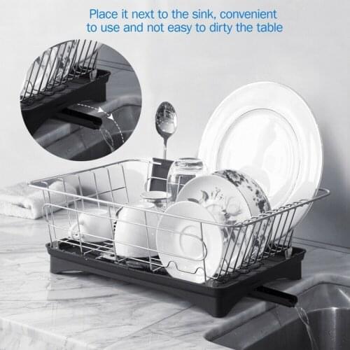 Stainless Steel Dish Drainer Rack Drying Plate Shelf Bowl Organizer Utensil Holder Drainer For Kitchen Counter Storage Racks