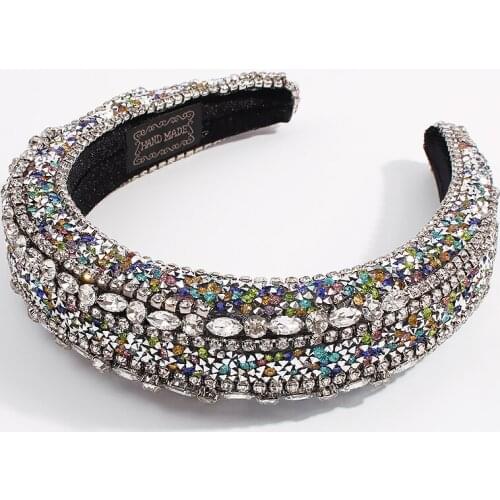 Baroque Rhinestone Hairband Geometric Wide-Sided Headband Bridal Headbands Party Prom Hair Accessories New Temperament Headwear