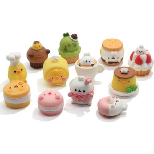 Kawaii Cartoon Animal Character Cookies Flatback Resin Cabochons Embellishments Scrapbook Craft DIY Hair Bow Phone Accessories