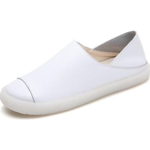 Special Offer Promotion 2020 White Shoes Woman New Soft Full Genuine Leather Shoes Women Flats Soft Comfort Casual Loafers Shoes