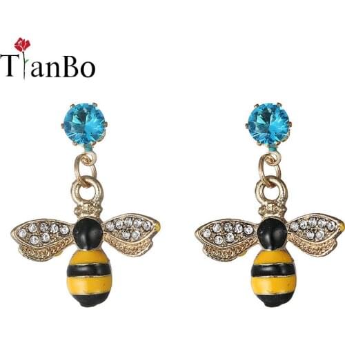 TianBo Free shipping fashion jewelry accessories cute sweet little bee studs earrings for women