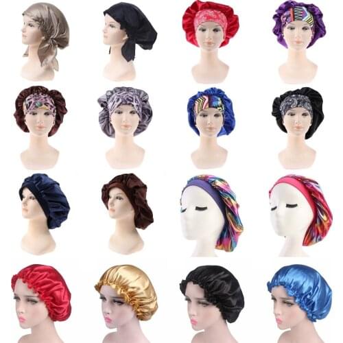 1Pcs Extra Large Satin Sleep Cap High Quality Waterproof Shower Cap Protect Hair Women Hair Treatment Hat