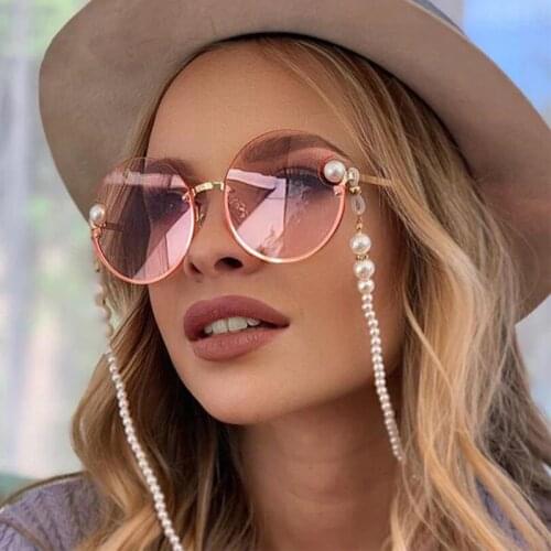 New Fashion Metal Round Sunglasses Brand Design Women Vintage Punk Pink glasses UV400 Goggles Eyewear Shades