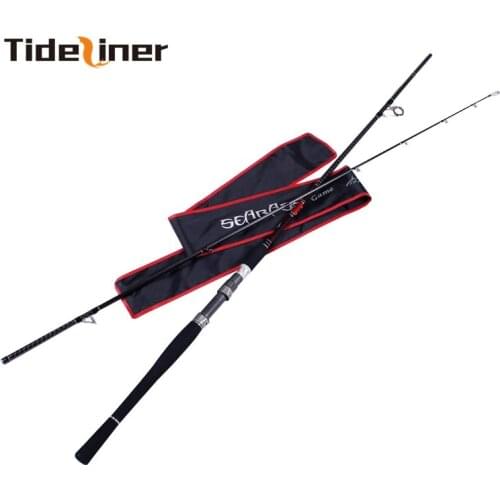 Tideliner spinning fishing rod 2.4m 2.7m sea bass rod carbon fiber fishing rod pole 2 sections 15-40g MH power test weight 9kg