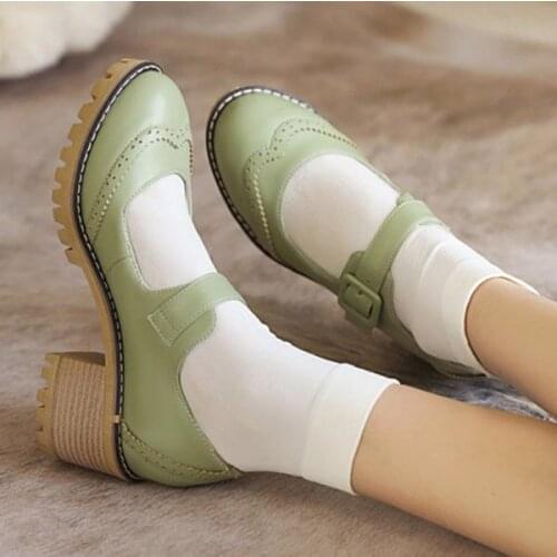 LIHUAMAO retro strap high heel Mary jane shoes platform round toe square heel cosplay oxford shoes style party office lady work