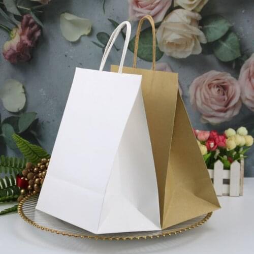 10pcs Universal Kraft Paper Tote Bag Square Kraft Paper Bag Candy Cookie Gift Bag Tote Bag