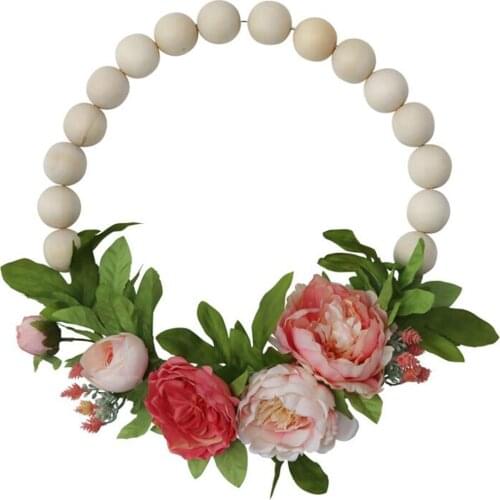 Wreath Wall Hanging Decorations Artificial Flowers 11.8Inch Hemu Beads 30x40cm Foam Linen Party Home Supplies DIY Leaf