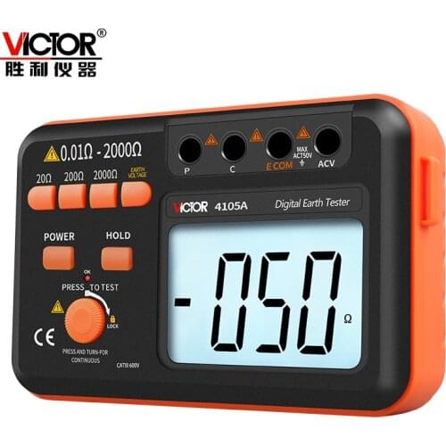 VICTOR VC4105B Digital Ground Resistance Meter Earth Insulation Megger Tester 2000Ω 750V Measure LED Backlight Voltmeter