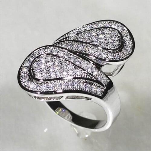 Womens 925 Sterling silver 110pcs 5a Zircon CZ Stone Paved Cocktail Wedding Band Ring for Women Size 5-10