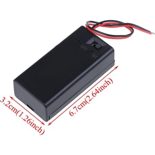 1pc 9V Battery Storage Case Plastic Box Holder With Leads ON/OFF Switch Cover