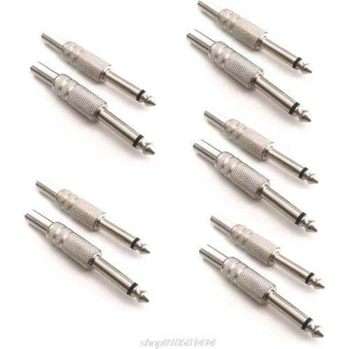 10Pcs/Bag 1/4" Mono Audio Jack 6.35mm Metal Male Monaural Audio Cable Connectors Plugs D16 20 Dropshipping