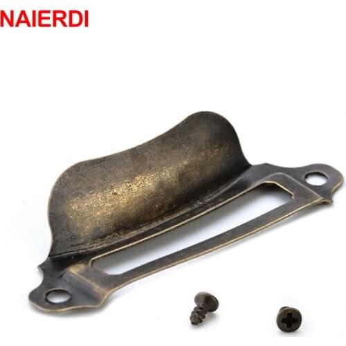 10PCS NAIERDI Antique Box Label Handles Retro Pull Frame Handle Name Card Holder Knob For Furniture Cabinet Drawer Door Hardware