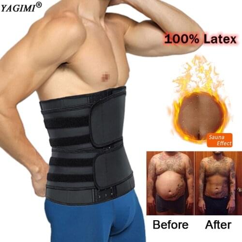 100% Latex Waist Trainer for Man Workout Slimming Sauna Belt Colombian Girdles Body Shaper Corset Fitness Sweat Belt Shapewear