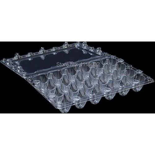 200pcs 24 Holes Quail Eggs Container Plastic Boxes Clear Eggs Packing Storage Box Tray Retail Packing