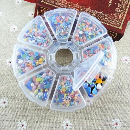 2016 New 8models Mixed Flatback Decals,assorted Shiny Glass Ceramic Glass Flat Back Nail Art Stickers Diy Phone Case Decor Craft