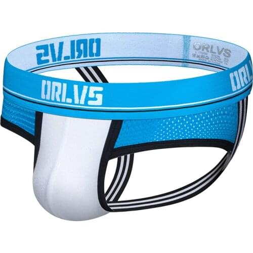 2020 ORLVS Brand Sexy Gay Male Underwear Jockstrap Sissy Panties G Sting Thong Men Mesh Breathable Under Wear Bikini Man OR195