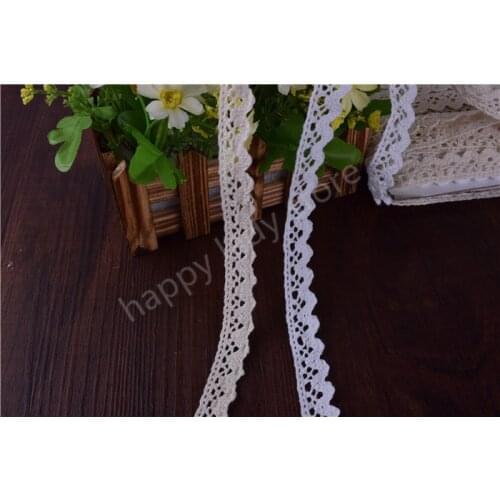 300Yards White and beige Cotton Lace Crochet Ribbon lace wholesale width 15mm .Lace Trim Edging Wedding