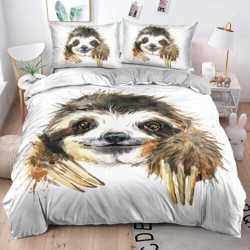 3D Sloth Custom Design Duvet Cover Set Bedclothes Pillow Cottoms Twin King Queen Double Single Size Gray Animal Bedding Sets