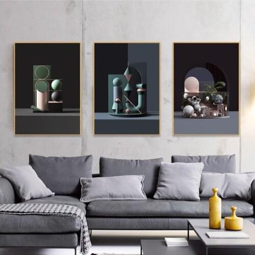 Abstract 3D Building blocks Style pattern Canvas Painting Poster Print Modern Wall Art Picture For Living Room Bedroom home deco