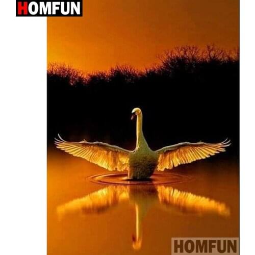 HOMFUN Full Square/Round Drill 5D DIY Diamond Painting "Twilight swan" 3D Embroidery Cross Stitch 5D Home Decor gift A17151