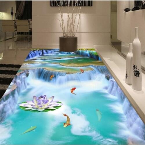 Beibehang High quality Custom floor carp jump longmen mountains and waters landscape 3 d decorative painting 3 d floor