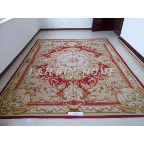 Free shipping 8'x10' French Aubusson rugs woolen carpets Beige and medallian aubusson rugs carpet