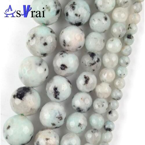 Natural Stone Faceted Tianshan Stone Loose Round Beads For Jewelry Making 4/6/8/10/12mm Diy Bracelets Accessories 15"