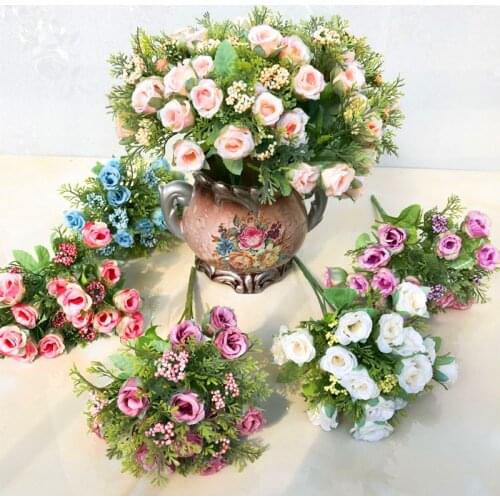 Pomegranate Bud rose Plastic Flower Wedding Simulation Flowers Decoration Plastic Fake Flower Bouquet