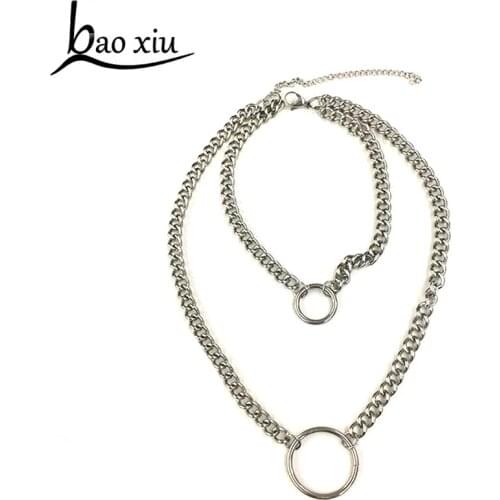 Unisex Chain Link choker Necklace Metal circle Mens Womens cool Silver Color long short Necklace DIY Chain Fashion Jewelry