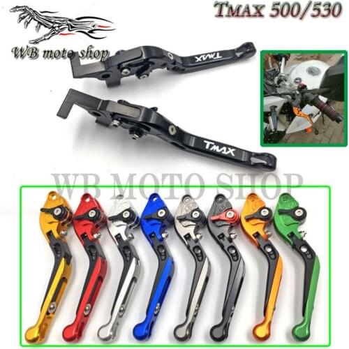 For YAMAHA XP530/500 T-MAX TMAX500 TMAX530 Motorcycle CNC Aluminum Folding Extendable Brake Clutch Levers logo TMAX 08-11 12-15