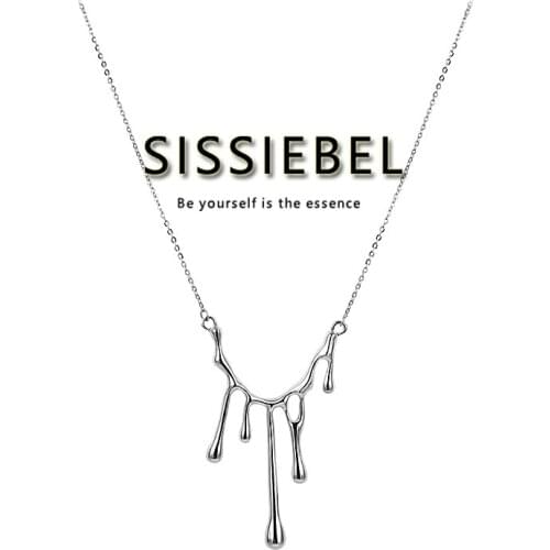 European and American Water Drop Lava Stainless Steel Necklace Korean Design Sense Jewelry Fashion Clavicle Chain For Woman