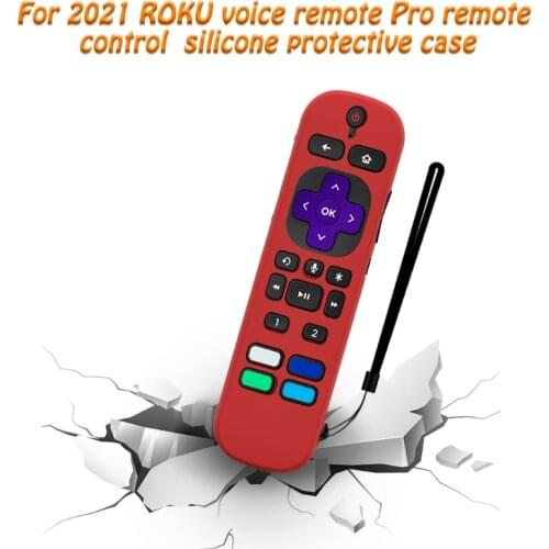 H7JF Portable Remote Control Silicone Anti Slip Remote Holder Sleeve Compatible with Roku Voice Remote Pro Protector