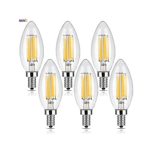 IWHD 4w E14 LED Candle Bombillas Vintage Lamp Vintage Light Bulb Filament Edison Bulb Lamp Ampoule Industrial Decorative